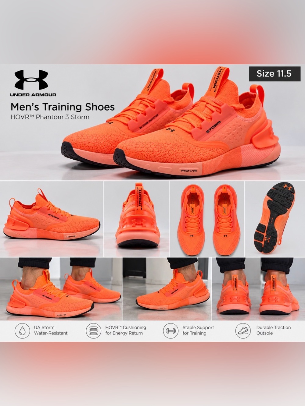 Under Armour Men’s Bright Orange Athletic Training Shoes
